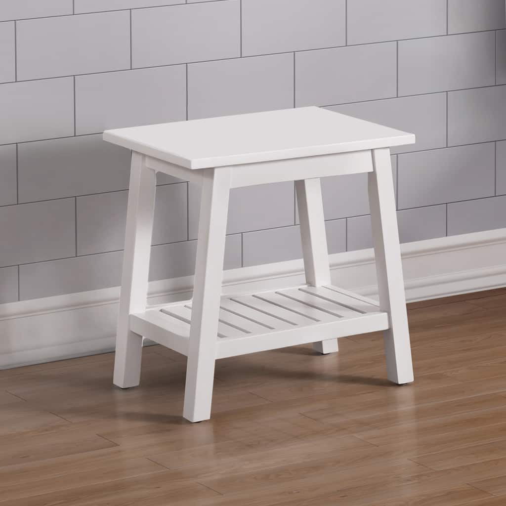 Alaterre Furniture Dorset Bench with Storage Shelf - White