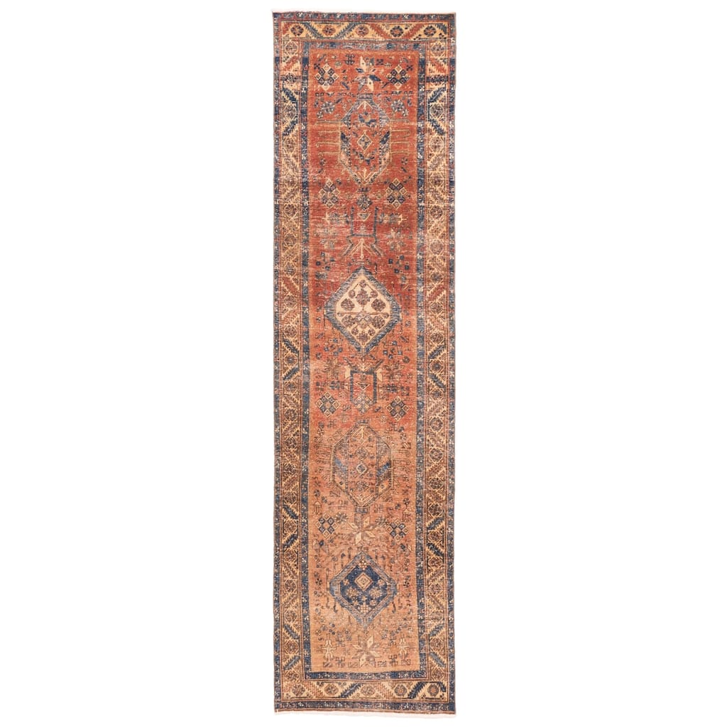 ECARPETGALLERY Hand-knotted Antalya Vintage Dark Copper Wool Rug - 2'11 x 11'2