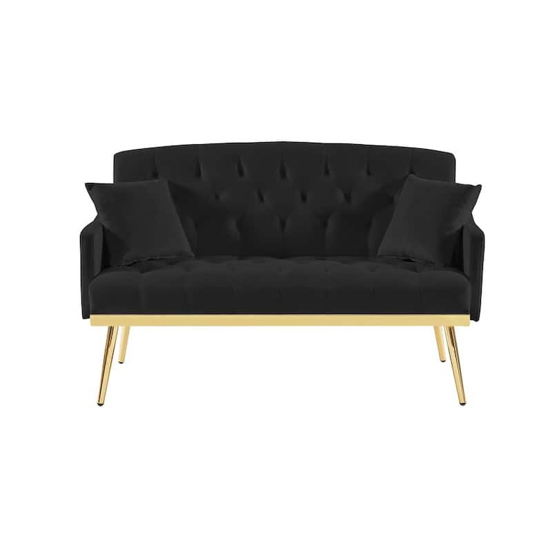 55.5" Velvet 2-Seater Sofa with 2 Pillows, Contemporary Design, and Easy Assembly