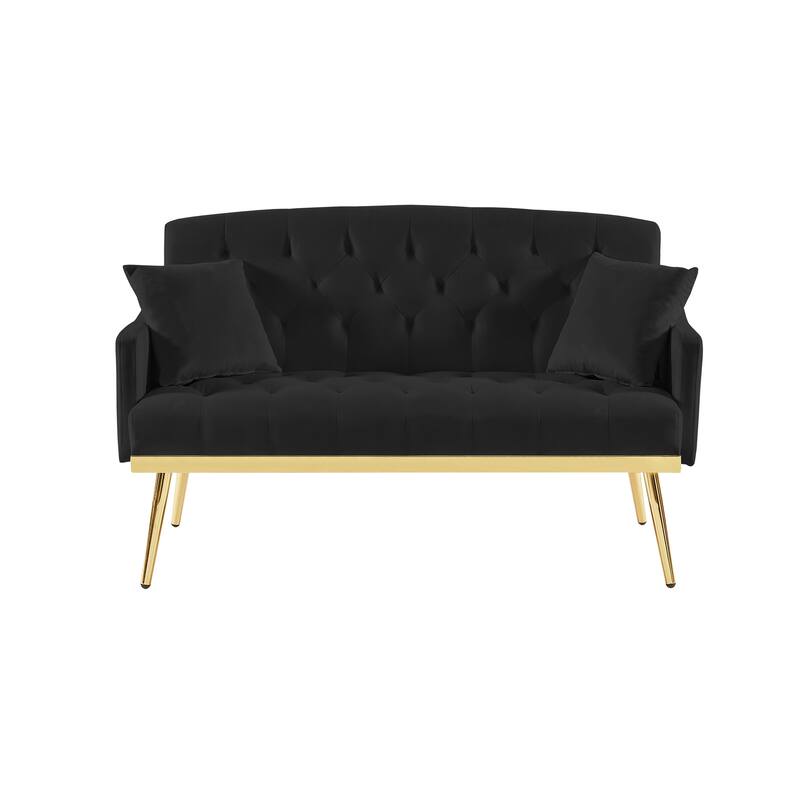55.5″ Velvet 2-Seater Sofa with 2 Pillows, Contemporary Style & Easy Assembly