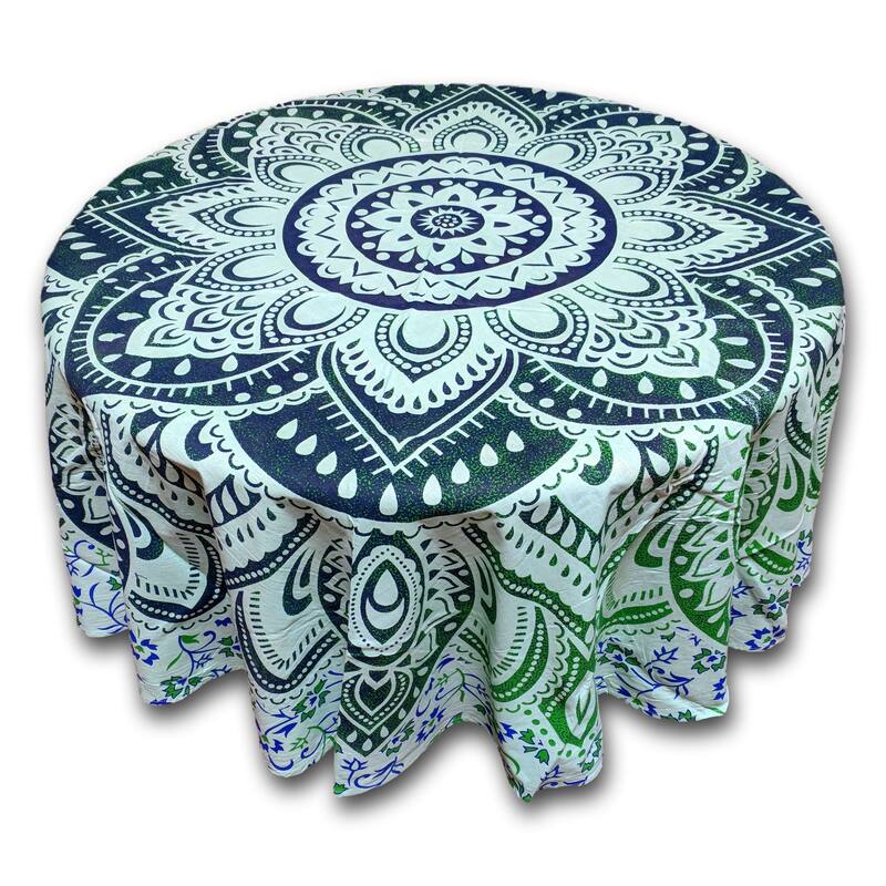 Cotton Floral Heart Medallion Tablecloth Round - 81 inches