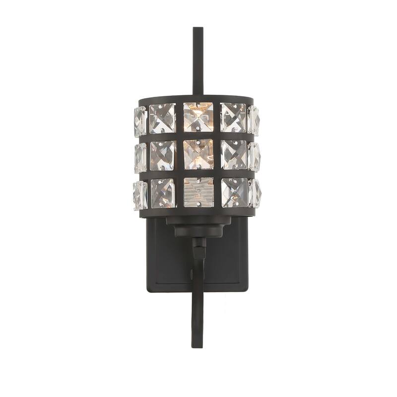 1- Light Weathered Black Armed Sconce - W5.31"xD9.06"xH13.98"