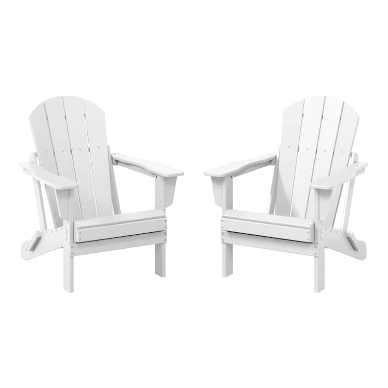 Polytrends Laguna Weather Resistant Outdoor Patio Folding Adirondack Chairs (Set of 2) - White