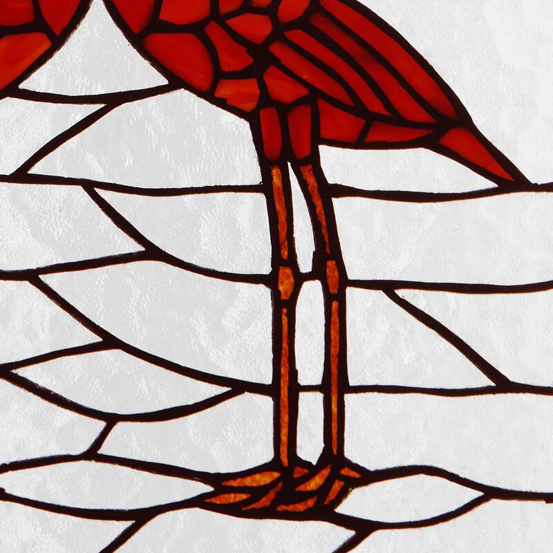 River of Goods Kissing Flamingos River of Goods Pink, Clear and Brown Stained Glass Window Panel - 12" x 0.25" x 12.5"