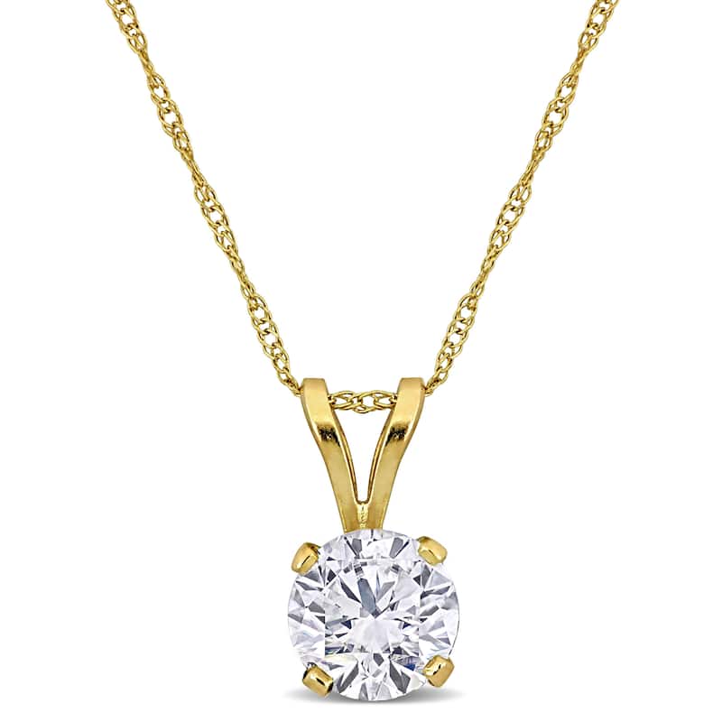 Miadora 1ct TW Lab-Grown Diamond Solitaire Pendant Chain 14k Yellow Gold