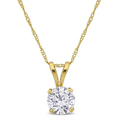 Miadora 1ct TW Lab-Grown Diamond Solitaire Pendant Chain 14k Yellow Gold
