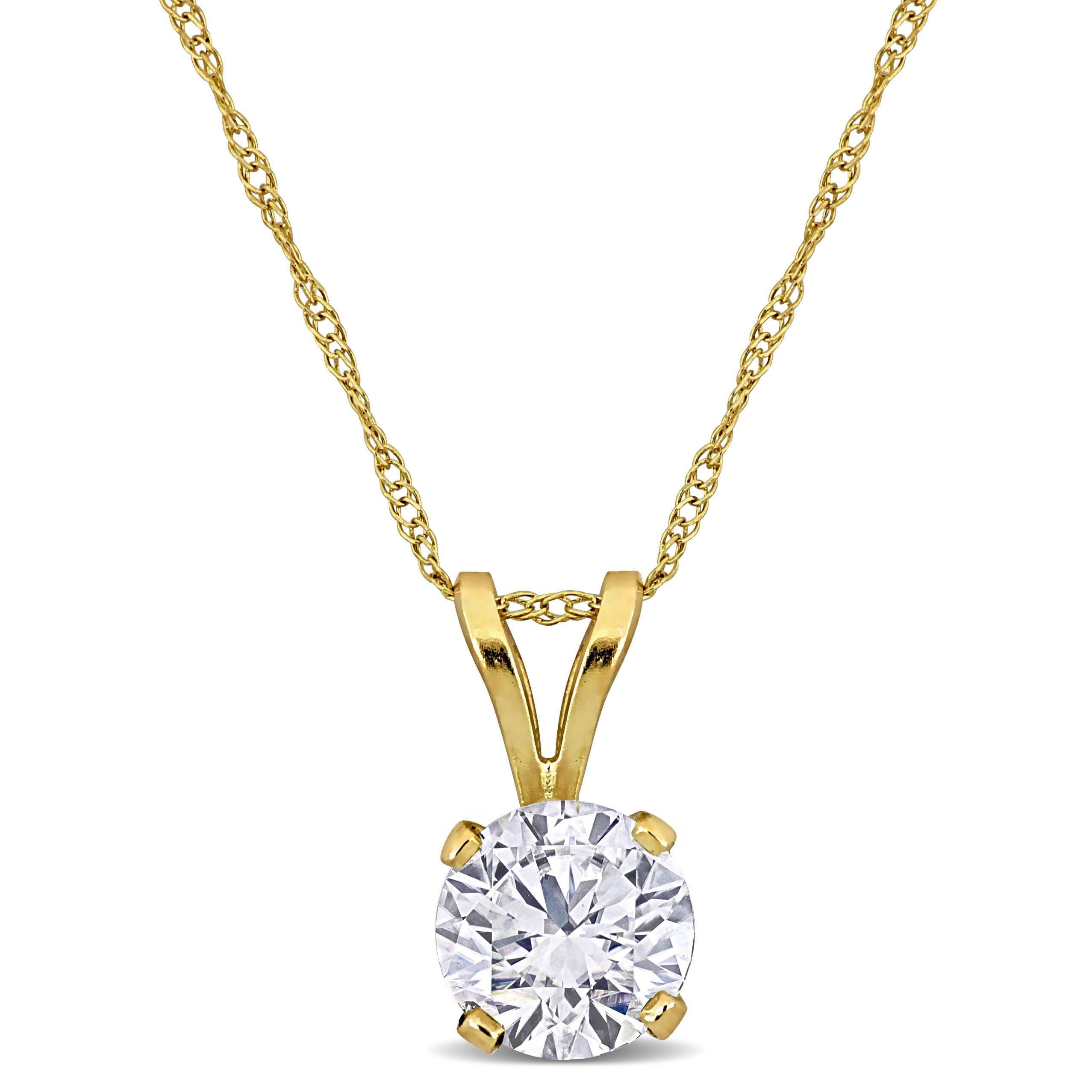Miadora 1ct TW Lab-Grown Diamond Solitaire Pendant Chain 14k Yellow Gold