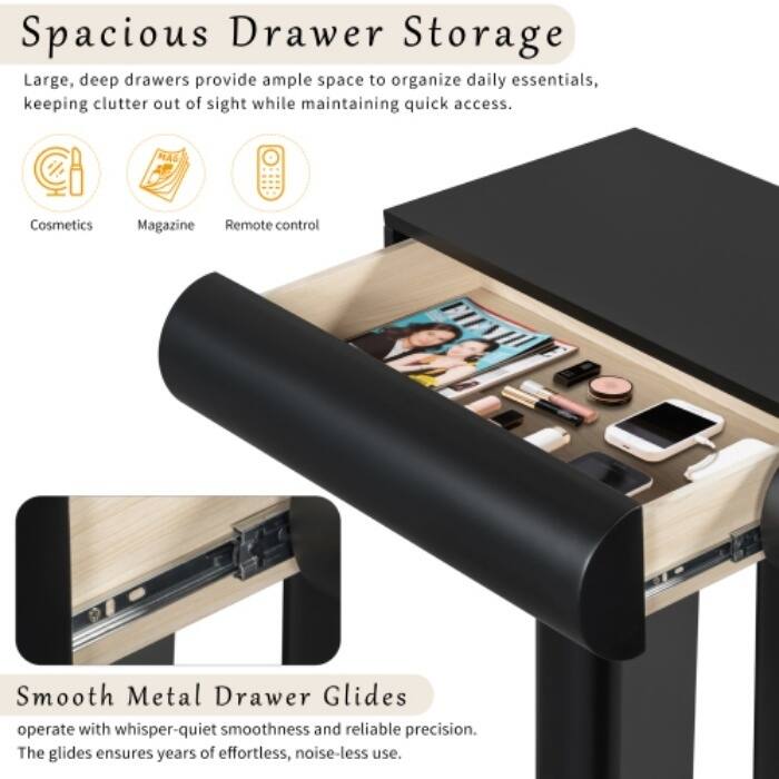 47.6" Modern Entryway Table - Space-Saving Hallway Console with 2 Curved Drawers & Geometric Legs - Narrow Sofa Table