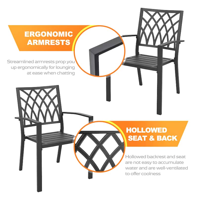 Patio 7-Piece Outdoor Dining Set with Umbrella Hole, Stackable Chairs