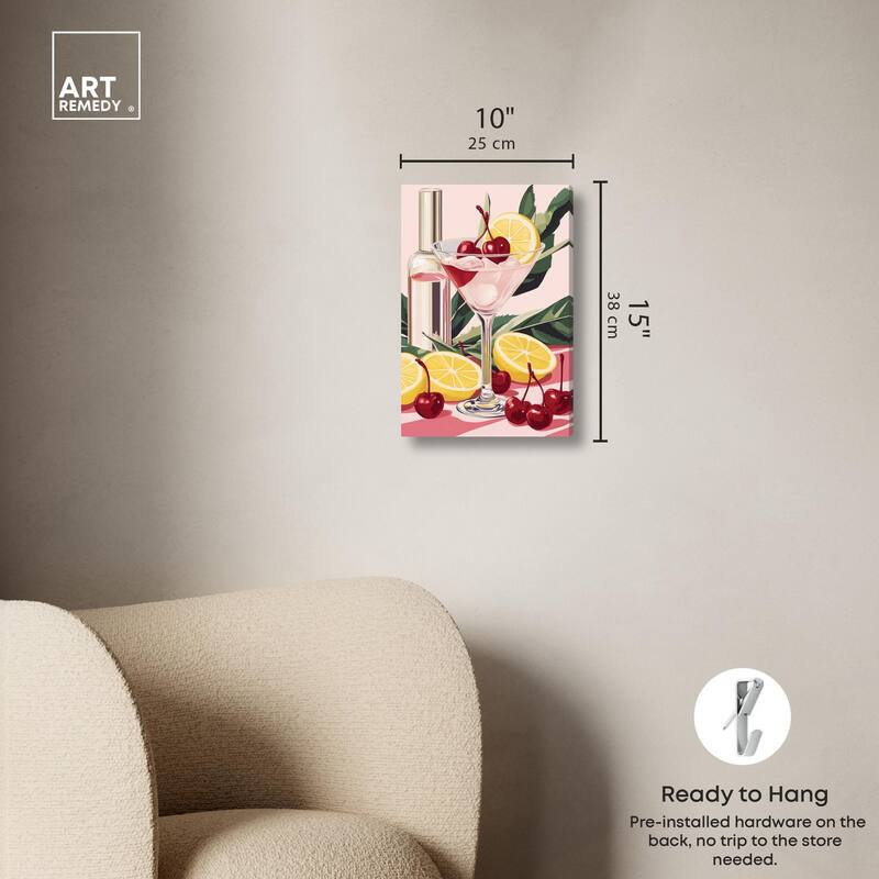 Cherry Lemon Drink Canvas by Art Remedy, Gallery Wrapped