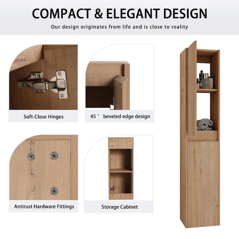 Malwee 12"/36" Bathroom Cabinet Wall Mounted Storage, Bathroom Medicine Cabinet with Soft Close Door and Shelf Over The Toilet
