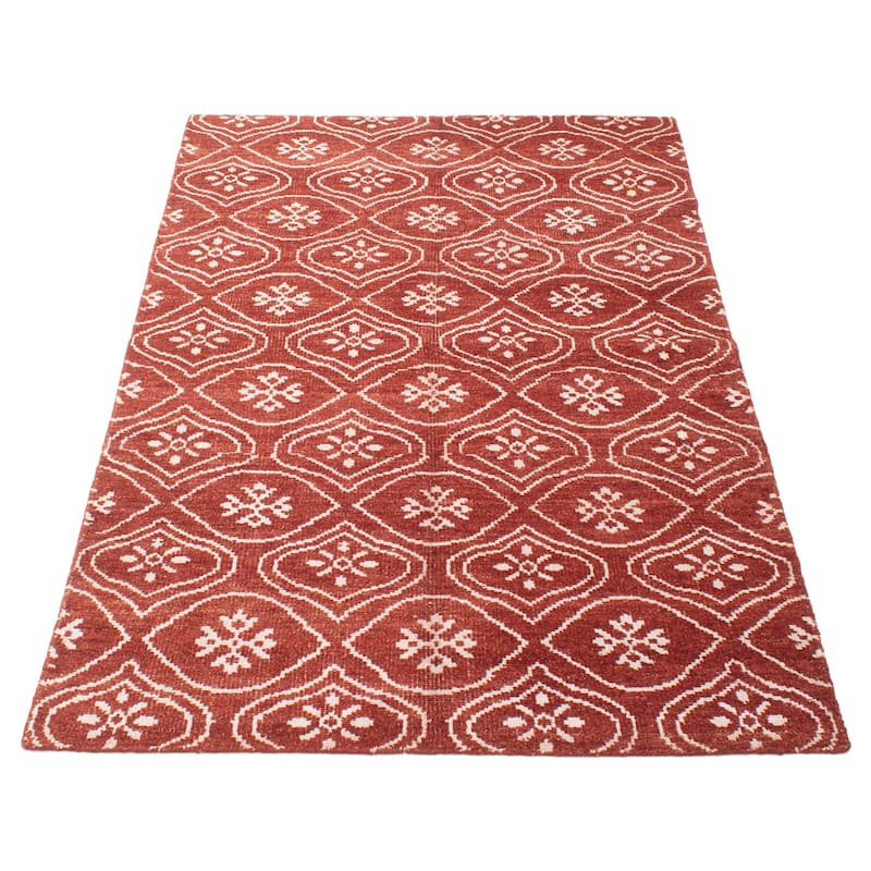 ECARPETGALLERY Hand-knotted Eternity Burgundy Wool Rug - 5'0 x 7'11