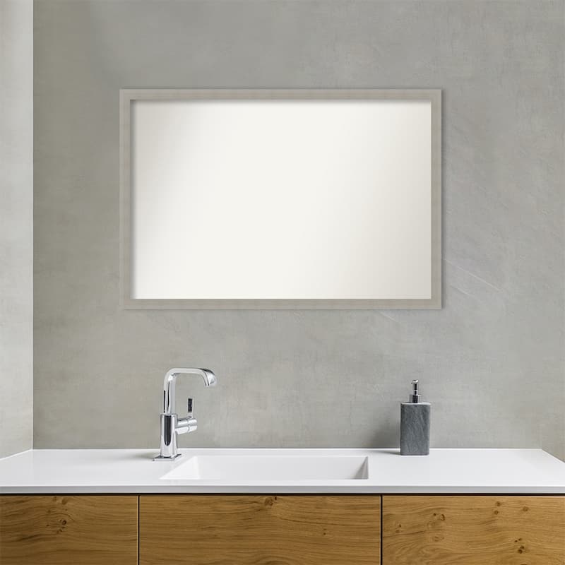 Woodgrain Stripe Non-Beveled Wood Framed Bathroom Vanity Wall Mirror