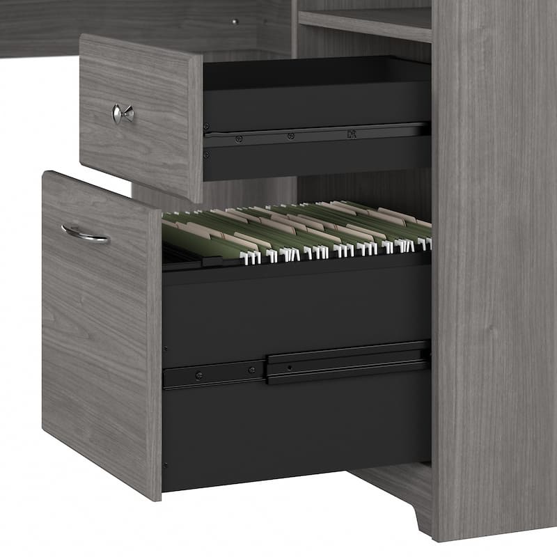 Cabot 60W L-Desk with Hutch and 5 Shelf Bookcase by Bush Furniture