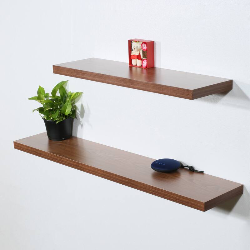Set of 2 Modern and Contemporary JD Walnut Floating Shelf - 47.2*9.25*1.5 inches