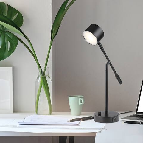 Aristocrat 16" Integrated LED Matte Black Swing Arm Desk Lamp - one size