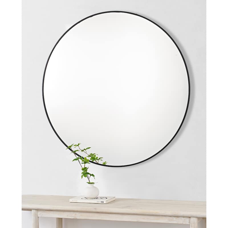 Round Matte Framed Wall Mirror - 36" - Black