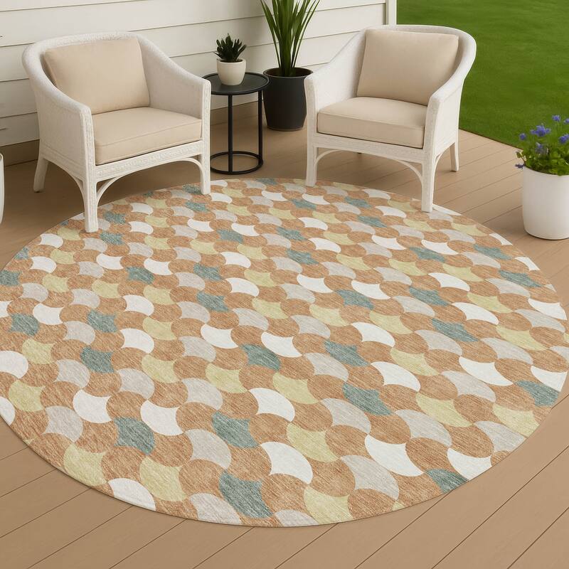Machine Washable Indoor/ Outdoor Modern Osage Chantille Rug - Copper - 8' x 8'