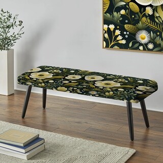 Designart - Classic Green Harmony Bouquet - Floral Upholstered Bench ...