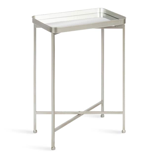 Kate and Laurel Celia Metal Tray Accent Table - 18x12x26 - Silver