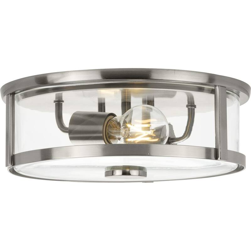 Gilliam Collection 12-5 8 in. Two-Light Brushed Nickel New Traditional Flush Mount - 12.62 in x 12.62 in x 4.37 in