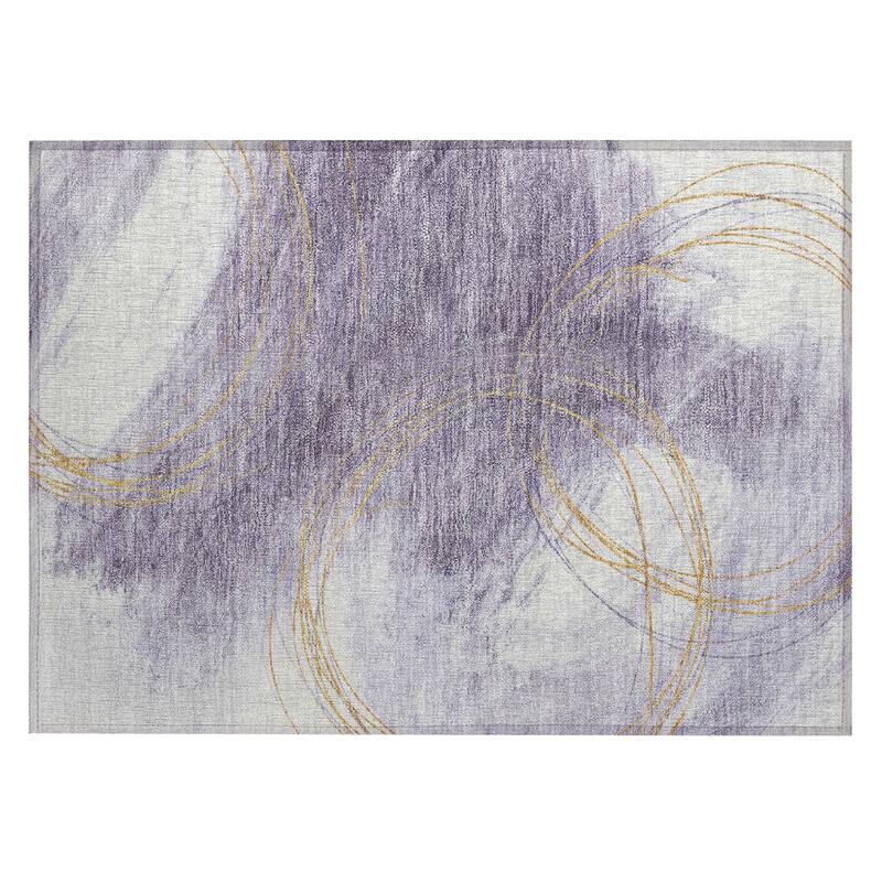 Machine Washable Indoor/ Outdoor Abstract Modern Chantille Rug
