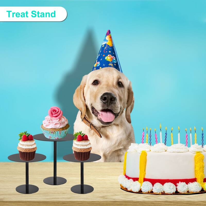 1Set Round Cake Stand Acrylic Display Rack for Cupcake Dessert Pizza, Black