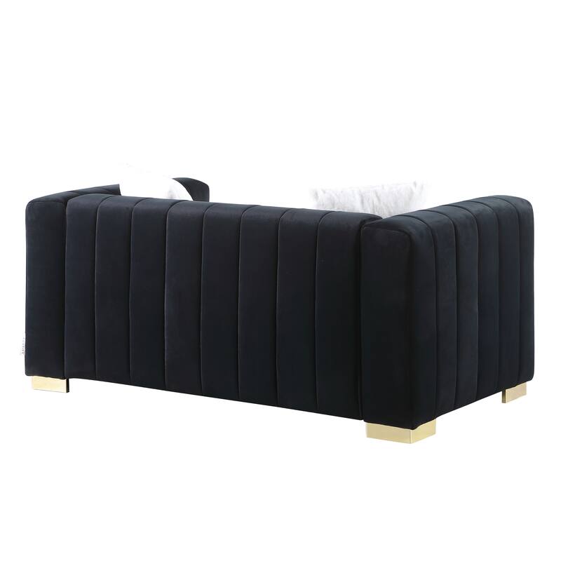 Luxurious Velvet Double Seat Sofa, Dressing Room Square Armrest Upholstered Seat, Versatile Loveseat Sofa