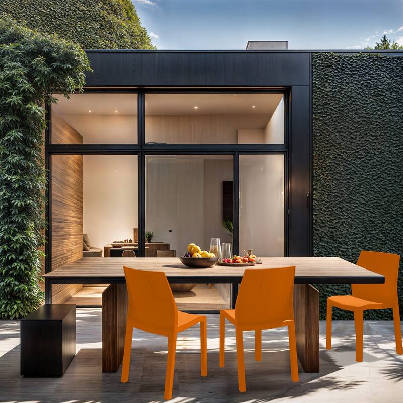 WRGHOME Modern Stacking Patio Dining Side Chair Indoor/Outdoor (Set of 2) - 33.27'' H X 18.50'' W X 21.06'' D