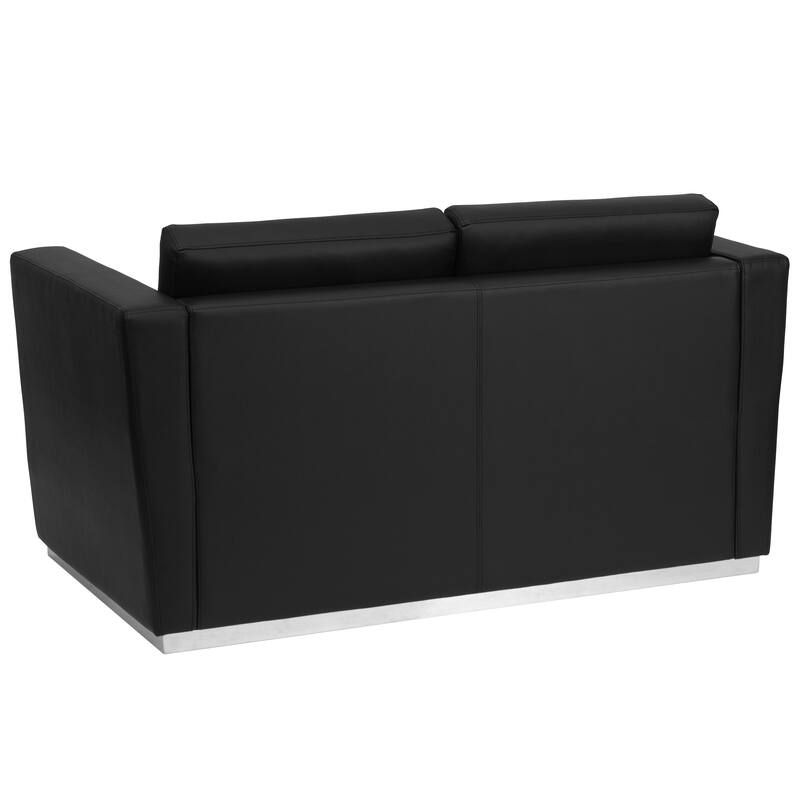 Contemporary LeatherSoft Loveseat with Stainless Steel Recessed Base - 55.5"W x 32"D x 31"H - 55.5"W x 32"D x 31"H