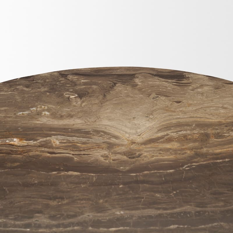 Allyson 32" Round Dark Brown wood w/ Cappuccino Marble Top Bistro Table - 32.0L x 32.0W x 36.0H