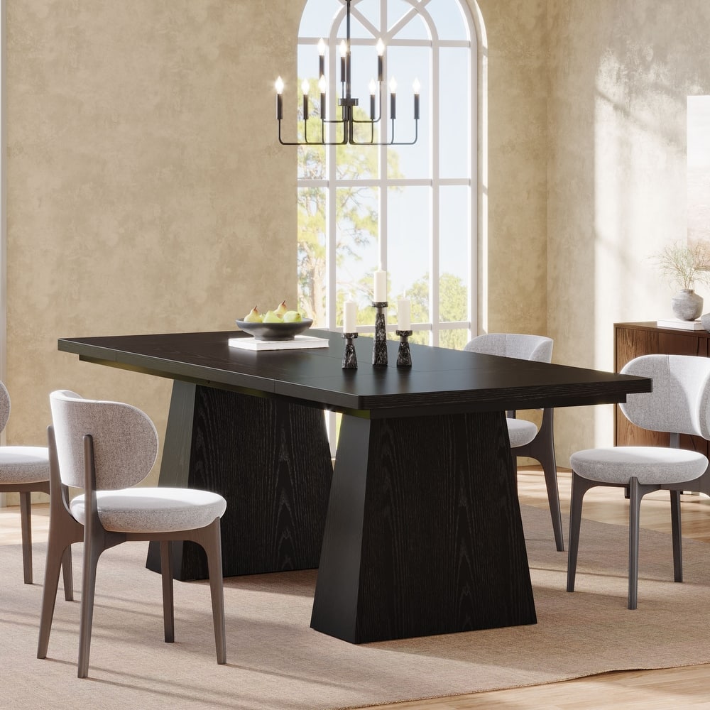 63 Inches Farmhouse Dining Table with Sturdy Pedestal Base - 31.1"D x 63"W x 29.5"H