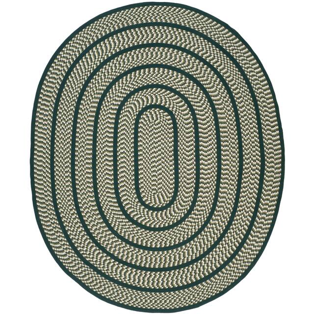 SAFAVIEH Handmade Braided Levina Country Rug - 6' x 9' Oval - Ivory/Dark Green