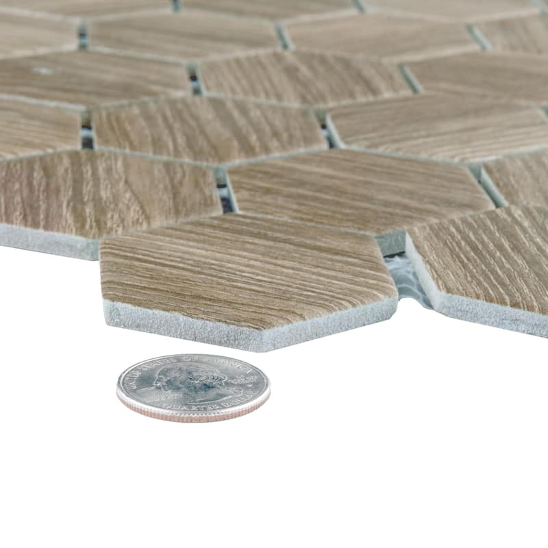 Merola Tile Llama 2" Hex Matte Noce 11-1/8" x 12-5/8" Porcelain Floor and Wall Tile