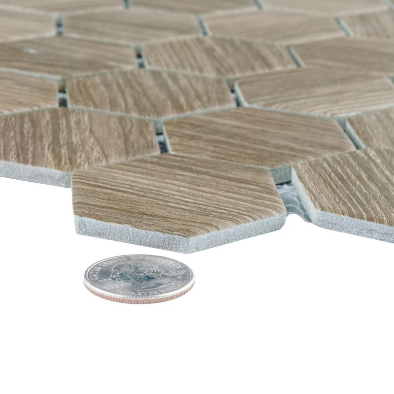 Merola Tile Llama 2" Hex Matte Noce 11-1/8" x 12-5/8" Porcelain Mosaic Floor and Wall Tile