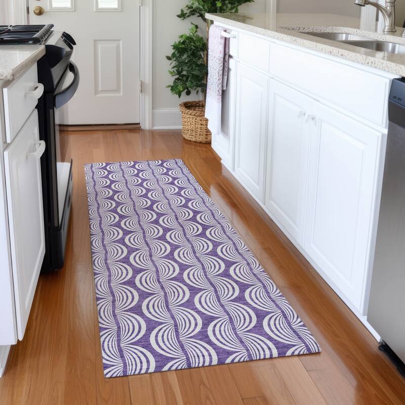 Premium Washable Super Soft Transitional Scallop Mayfield Rug - Purple - 2'3" x 7'6"