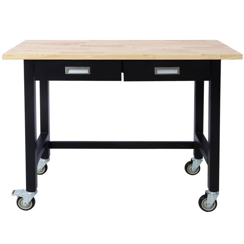 48" Wood Workbench with Drawer Storage and Wheels