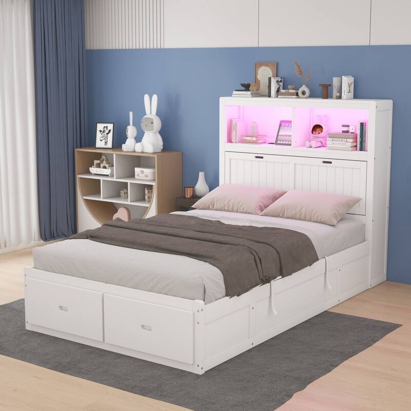 Wooden hydraulic platform bed
