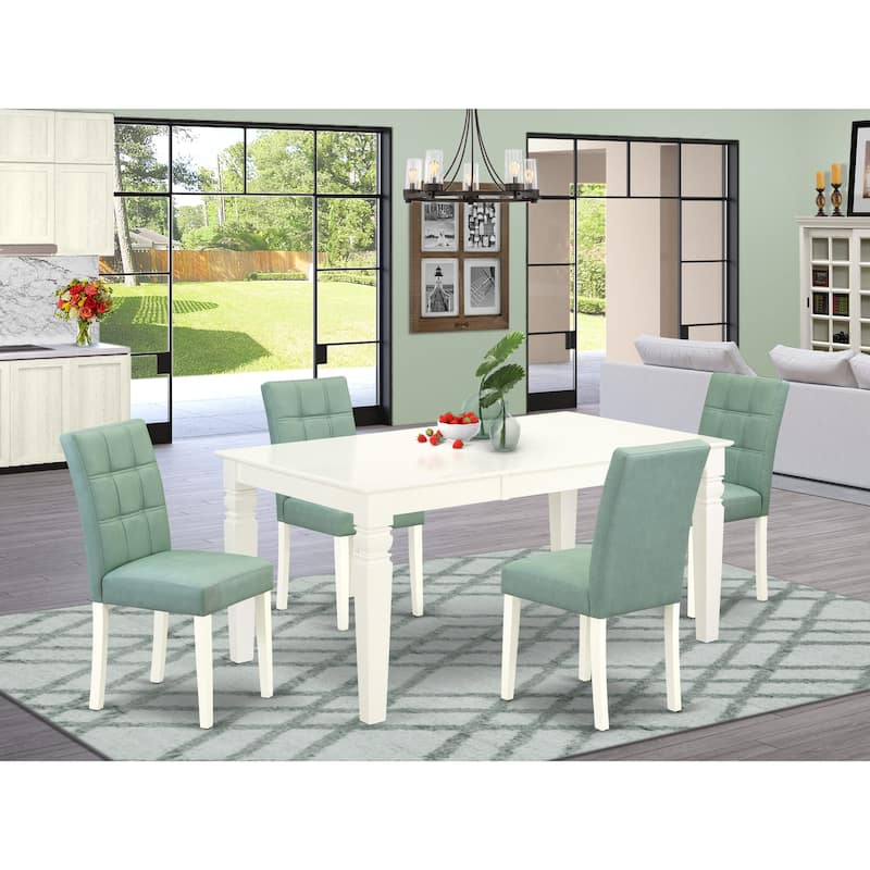 East West Furniture Kitchen Set Contains a Rectangle Kitchen Table and Chairs, Linen White (Pieces Options) - WEAS5-WHI-43