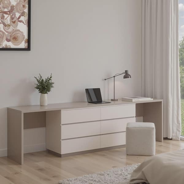 144.26'' Home Office Expandable Dresser Desk With 6 Drawers