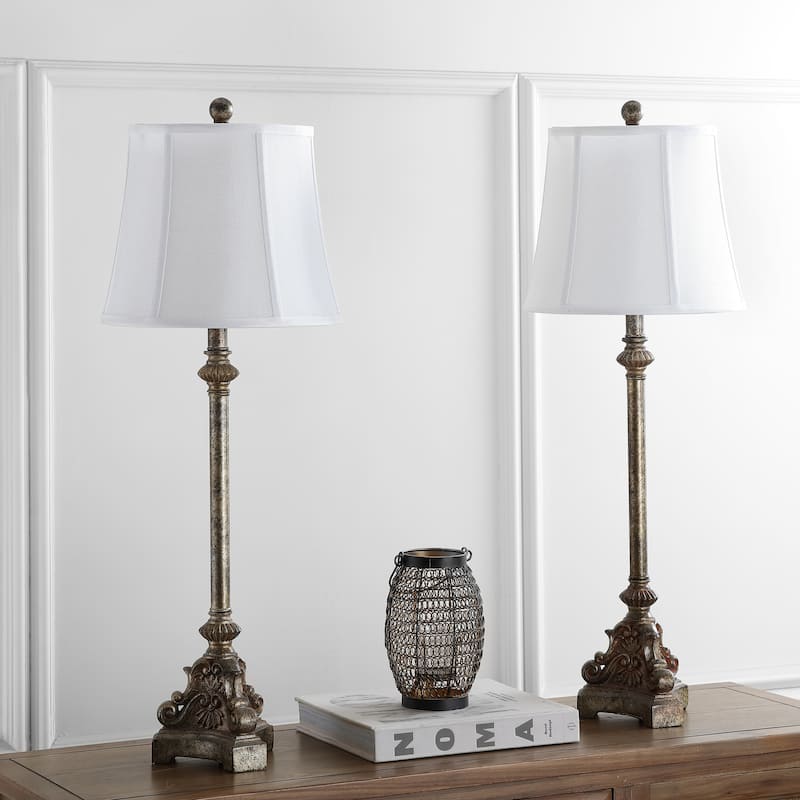 SAFAVIEH Lighting Tameka 34-inch Console Antiqued Table Lamp (Set of 2) - 12"x12"x33.5" - 12Wx12Dx34H