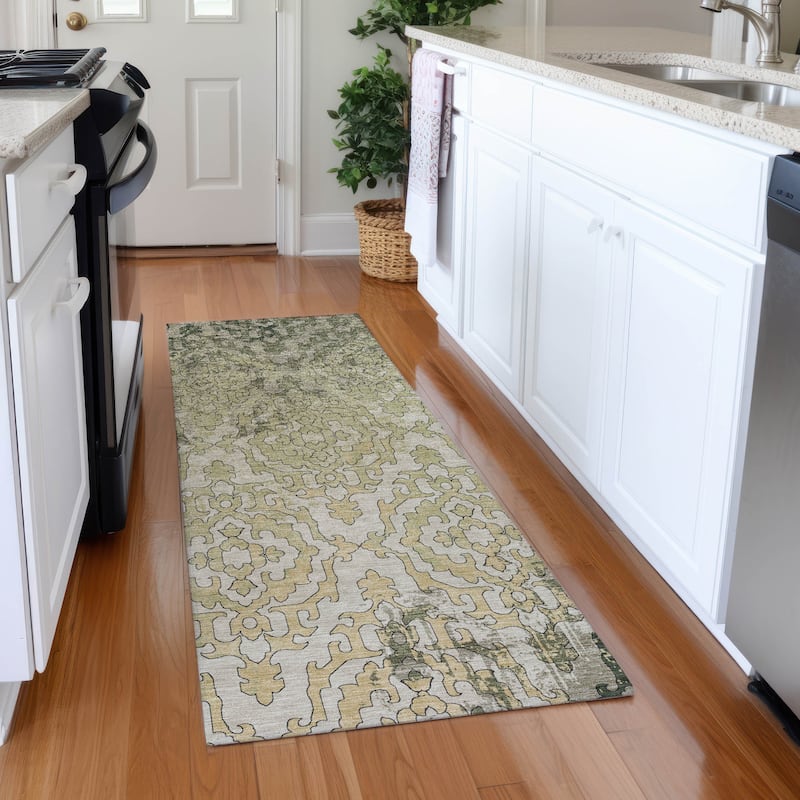 Premium Washable Super Soft Chic Soho Mayfield Rug - Green - 2'3" x 7'6"