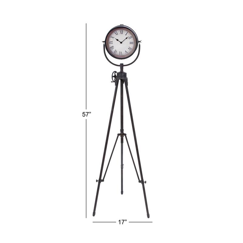 Black Metal Tall Tripod Decorative Clock