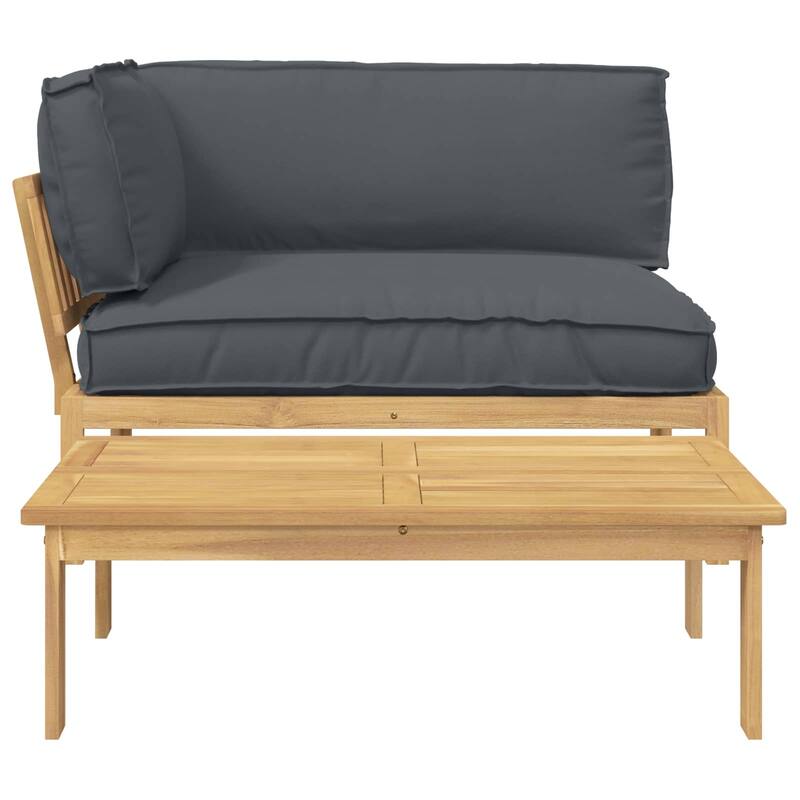 vidaXL Sofa Set with Cushion Plain 2 pcs Anthracite Solid Acacia Wood - 52.36 x 36.22 x 27.17 in