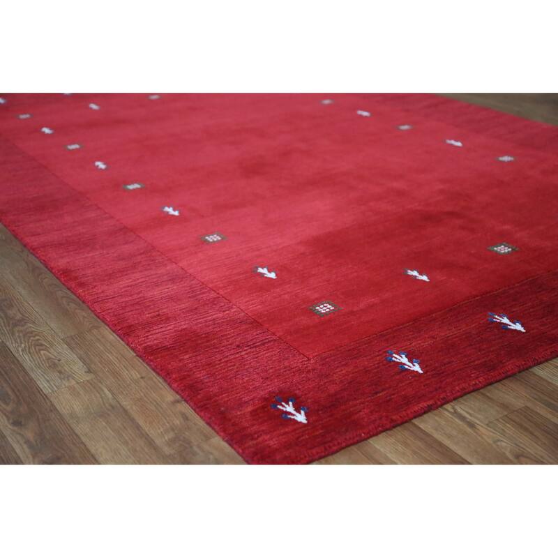 Hand Knotted Oriental 100% Wool Carpet Tribal Tribal Red Gabbeh Area Rug - 7' 6'' X 5' 4''