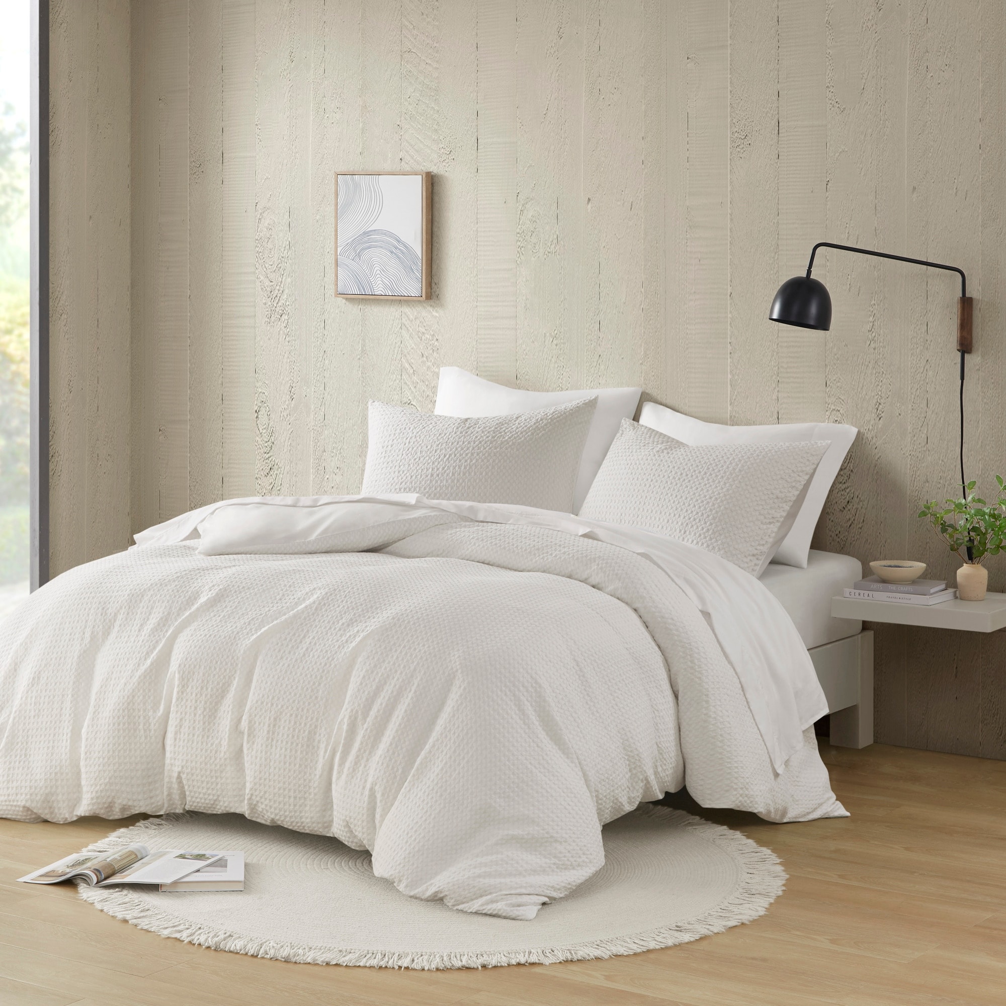 Chelsea Square Mina Modern Boho Waffle Weave Textured Duvet Cover Set