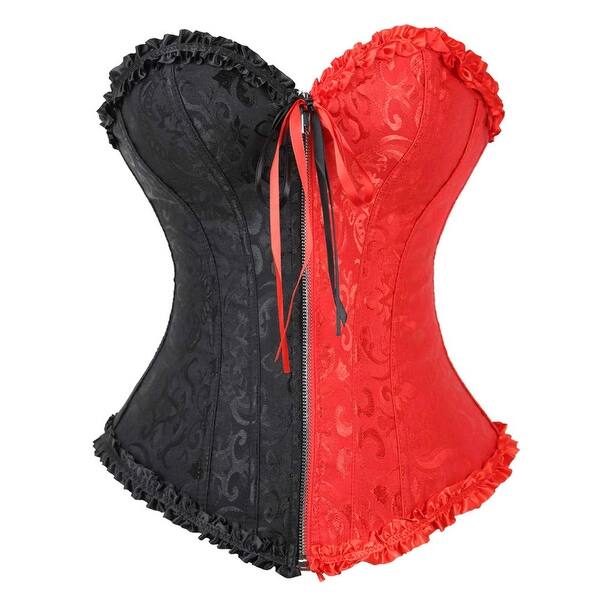 Kranchungel Womens Steampunk Corset Dress 3pcs Outfits Costume Bustiers with Blouse and Skirt