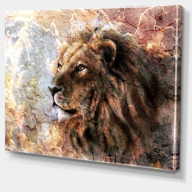 Designart "Peaceful Lion" Animal Art On Canvas
