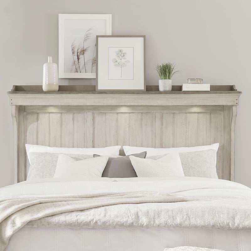 Ivy Hollow Weathered Linen King Mantle Headboard - King