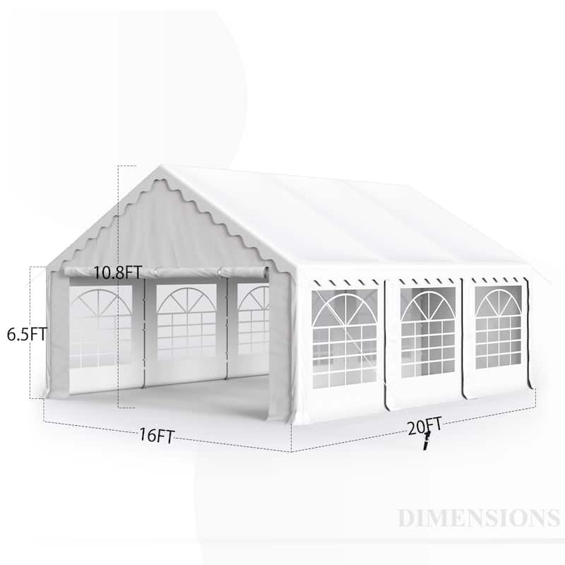 13 x 26 ft Wedding Party Tent with 8 Removable Walls Outdoor PE/Iron Heavy Duty Gazebo Canopy Tent
